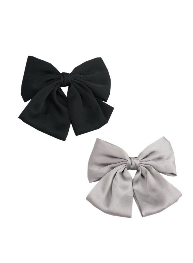 Idoudou Set Of 6 Big Satin Solid 8 Inch Bow Hair Clips Women Barrettes