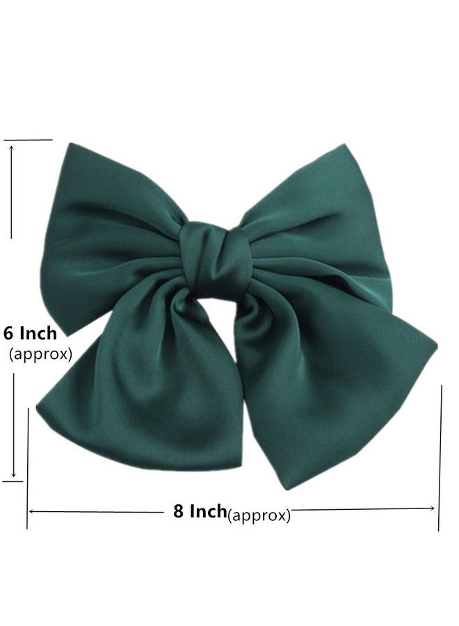 Idoudou Set Of 6 Big Satin Solid 8 Inch Bow Hair Clips Women Barrettes