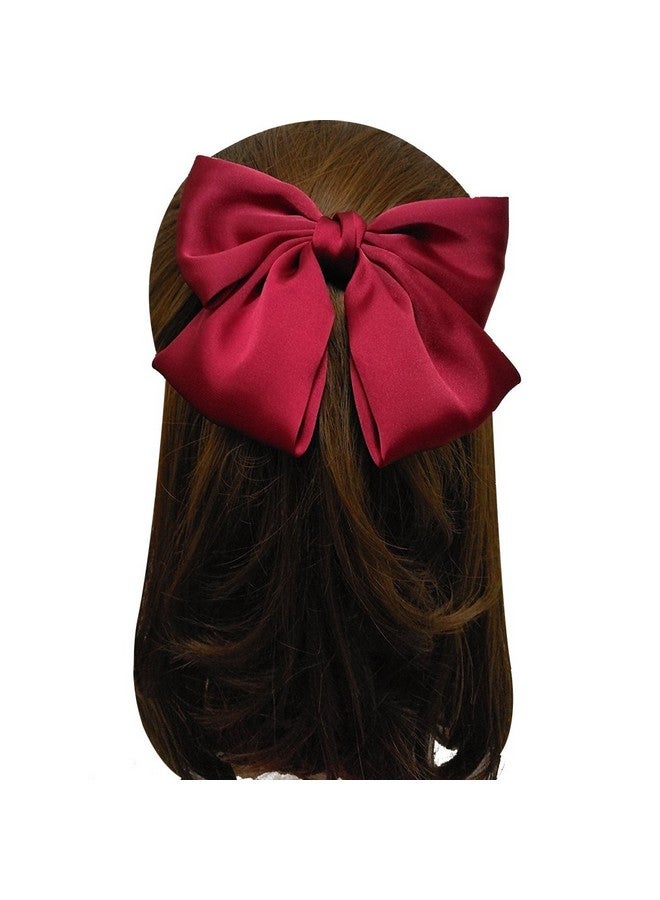 Idoudou Set Of 6 Big Satin Solid 8 Inch Bow Hair Clips Women Barrettes