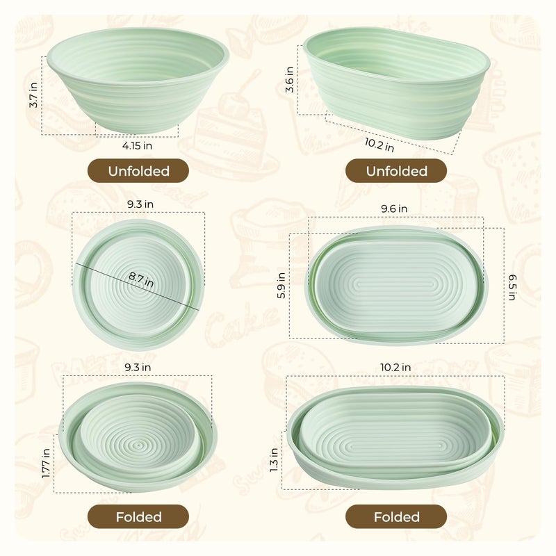 Napute Silicone Sourdough Breads Baking Supplies, Sourdough Starter Kit, Banneton Bread Proofing Basket Set with 9" Round & 10" val, Artisan Bread Baking Tools, Silicone Bread Sling - Image 3