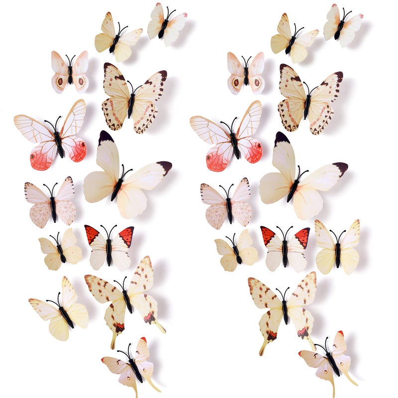 AM AMAONM 24pcs 3D Vivid Special ManMade Lively Butterfly Art DIY Decor Wall Stickers Decals Nursery Decoration Bathroom Dcor Office Dcor 3D Crafts for Nursery Girls Kids Room Bedroom 