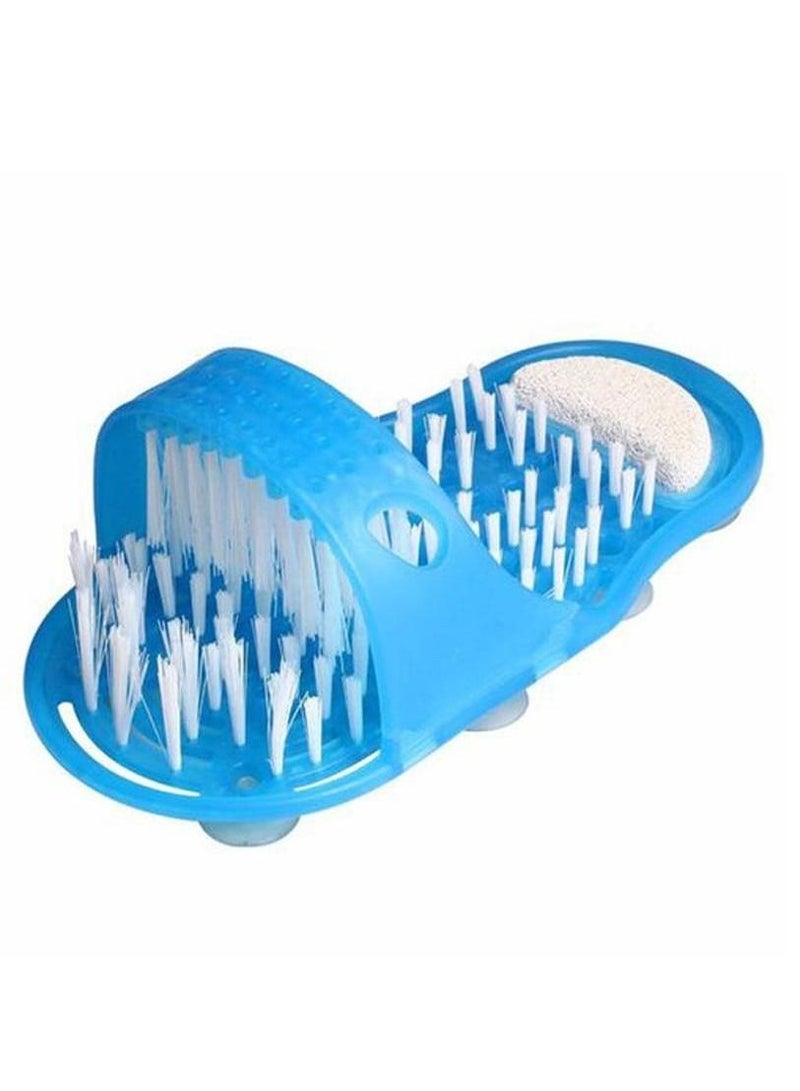 Easy Feet Slippers Foot Cleaning Tool   Scrubber With Brush Bath Shoes Spa Shower Blue - Image 1