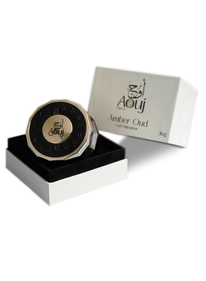 اوج للعطور مبخرة العود والعنبر - مبخرة فاخرة لرائحة عطرية مميزة | عطر شرق أوسطي تقليدي | مثالية للمنزل والهدايا 36جرام  - Image 5