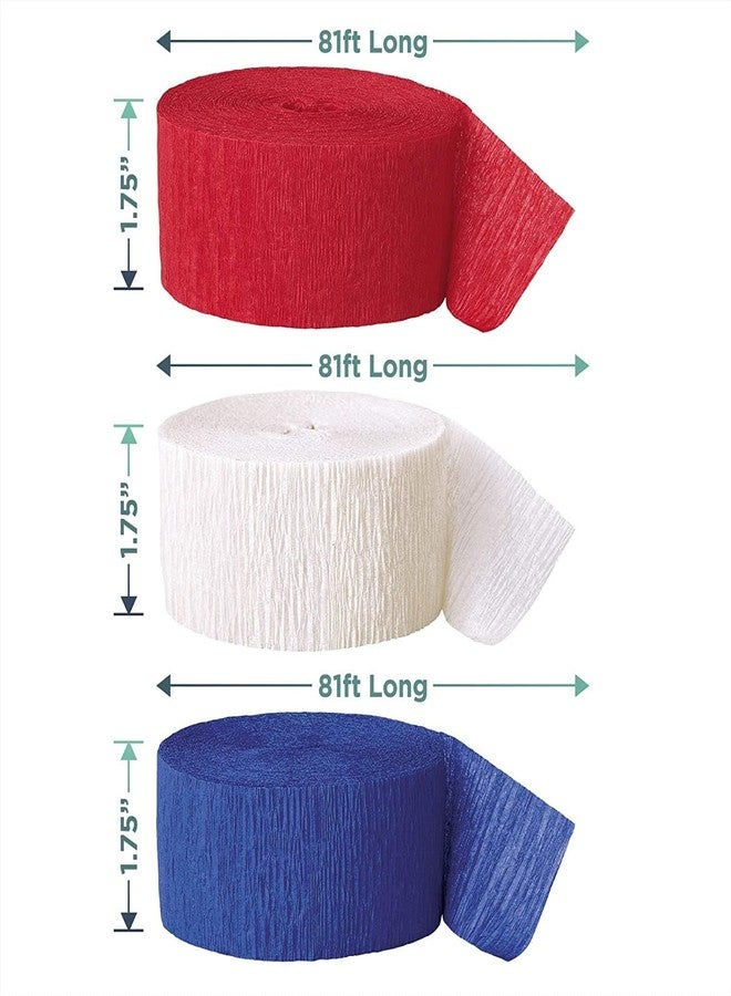 Ankelesz Crepe Paper Streamers 3 Rolls, Pack of Royal Blue, Red, White Streamers for USA 4th of July Decorations, Independence Day Party Decorations - Image 3