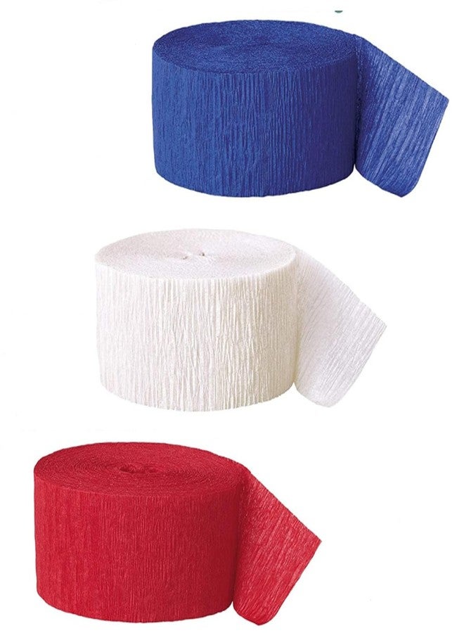 Ankelesz Crepe Paper Streamers 3 Rolls, Pack of Royal Blue, Red, White Streamers for USA 4th of July Decorations, Independence Day Party Decorations - Image 2