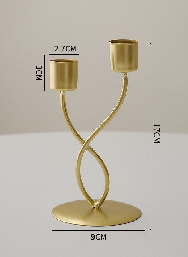 HOMESTAR 3 PCS Modern Candelabra Holder, Cast Iron Metal Candlestick Holders 8.8 Inches Tall Candle Holder Candle Stand Brass Gold Candle Stand, Curved Design - Image 4