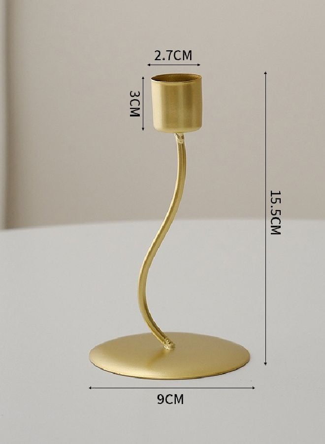 HOMESTAR 3 PCS Modern Candelabra Holder, Cast Iron Metal Candlestick Holders 8.8 Inches Tall Candle Holder Candle Stand Brass Gold Candle Stand, Curved Design - Image 3