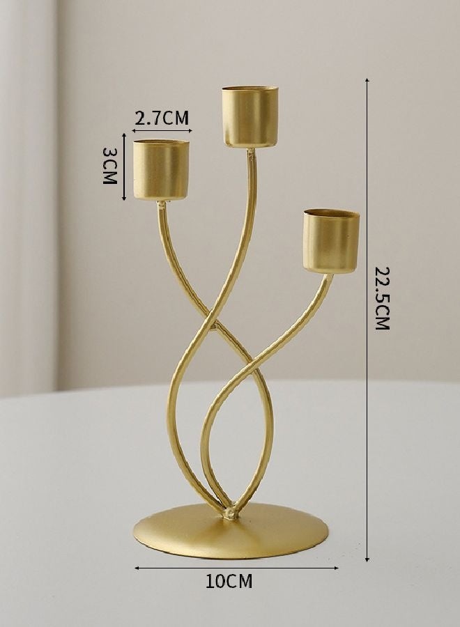 HOMESTAR 3 PCS Modern Candelabra Holder, Cast Iron Metal Candlestick Holders 8.8 Inches Tall Candle Holder Candle Stand Brass Gold Candle Stand, Curved Design - Image 5