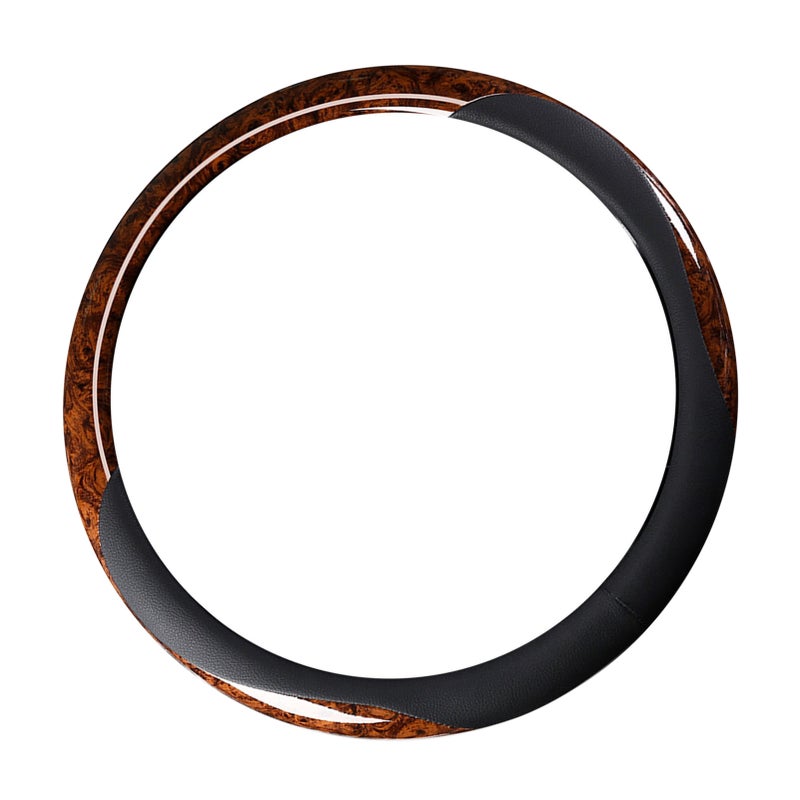 38cm Steering Wheel Cover Faux Leather Carbon Fiber Sweat Absorption Prevent Slip Steering Wheel Protector Brown - Image 4