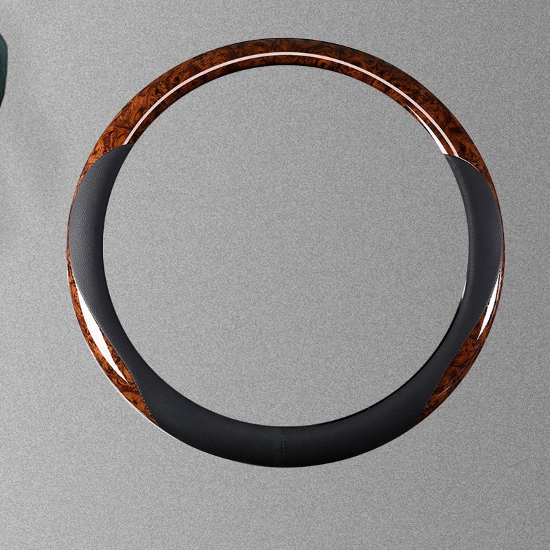 38cm Steering Wheel Cover Faux Leather Carbon Fiber Sweat Absorption Prevent Slip Steering Wheel Protector Brown - Image 5