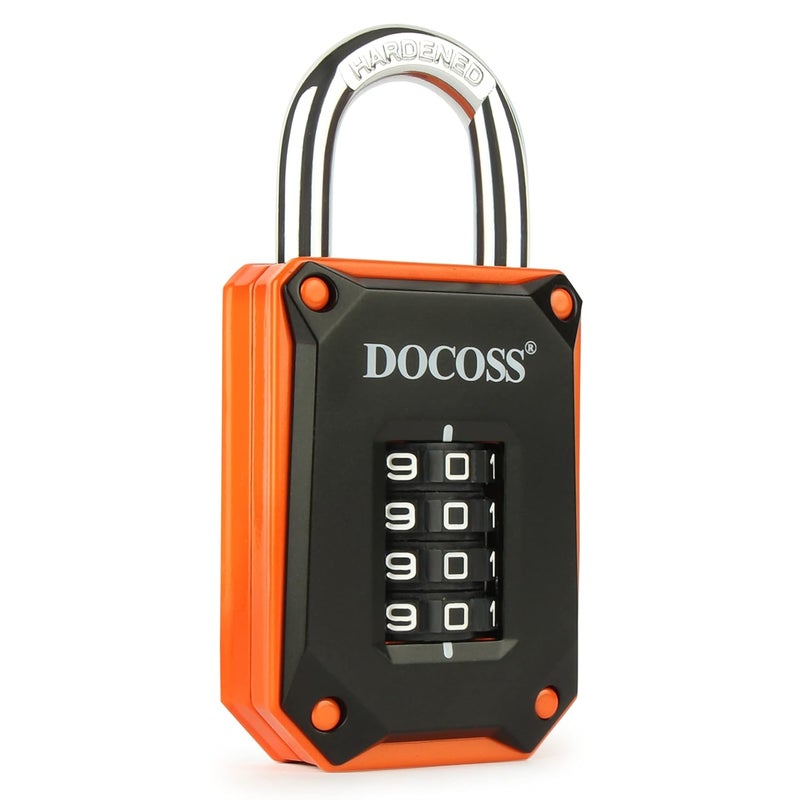 DOCOSS Zinc Strong Number Lock for Door/Combination Padlock, Gate, Gym Locker - Orange Black (1 Pack) - Image 1