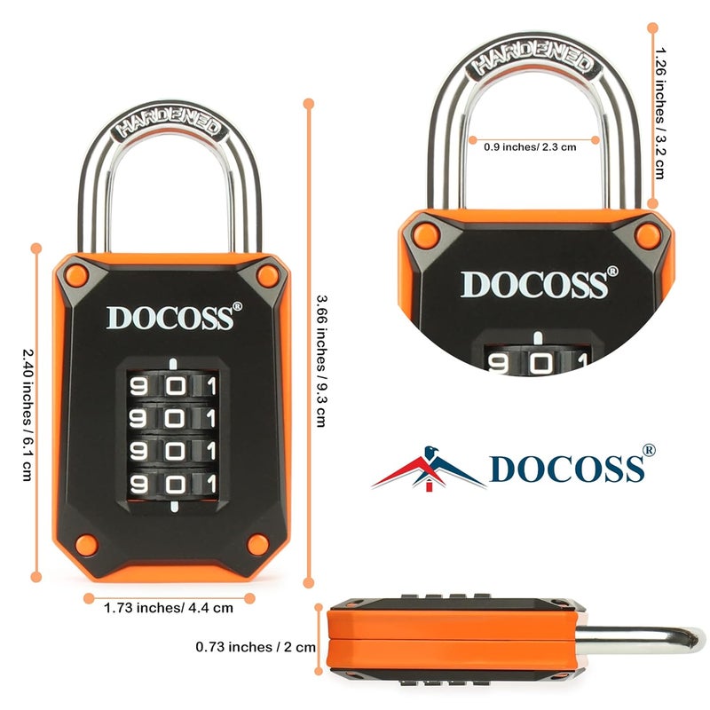 DOCOSS Zinc Strong Number Lock for Door/Combination Padlock, Gate, Gym Locker - Orange Black (1 Pack) - Image 4