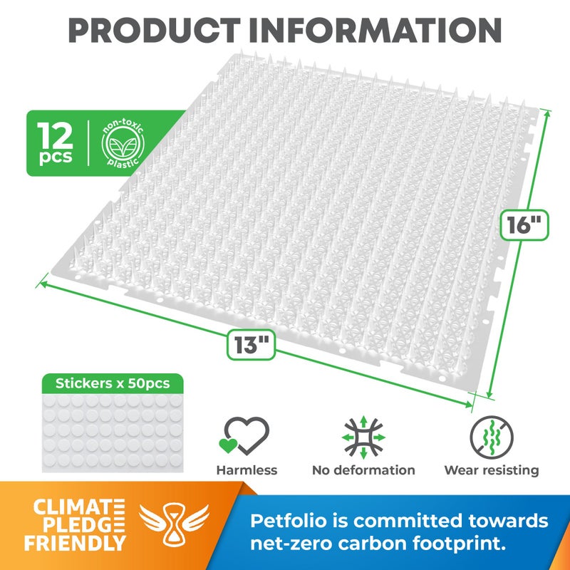Petfolio 12 Pack Scat Mat for Cats - 16 x 13 Inch Cat Spike Mat with 1 Inch Spike is A Perfect Pet Training Mat Device for Cat Repellent Indoor & Outdoor to Deter Cats & Other Animals for All Seasons - Image 2