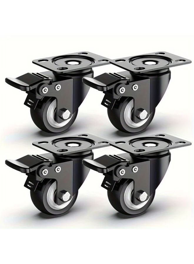 4 قطع عجلات كاستر ثقيلة مقاس 1.5 بوصة، 2 مع فرامل و 2 دوارة للأثاث - Image 5