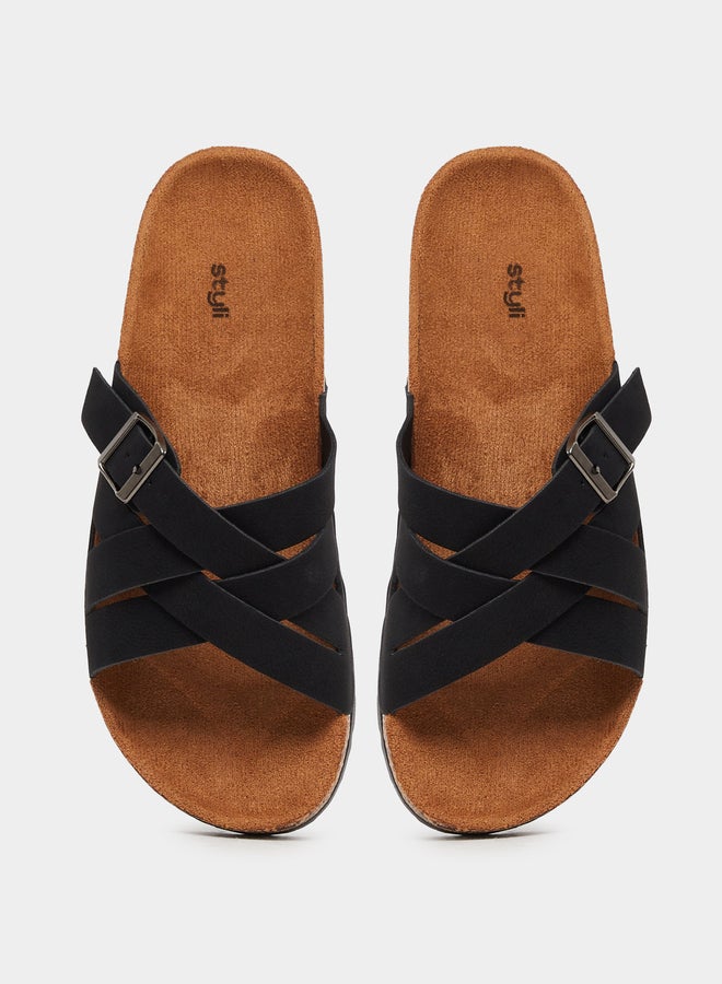 Styli Buckle Detail Open Toe Comfort Sandals  - Image 5