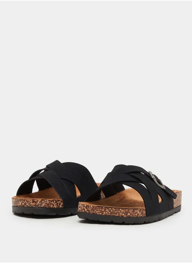 Styli Buckle Detail Open Toe Comfort Sandals