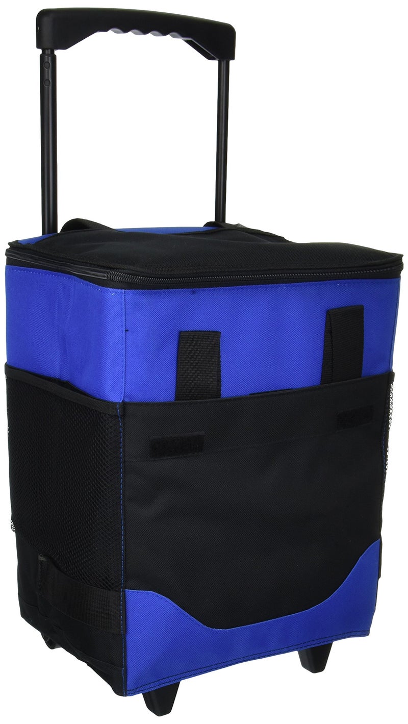 Picnic at Ascot Insulated 6 Bottle Wine Carrier On Wheels Royal Blue