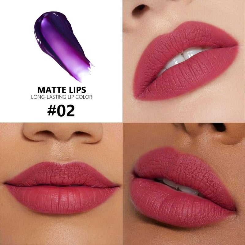 evpct Mauve Red Peel Off Lip Stain Tints, Matte Liquid Lipstick Lip Stain Long Lasting Waterproof for Women, Non-stick Cup Lipstick Peel Off Highly Pigmented Not Faded Smudge-proof Easy to Apply, 02# - Image 3