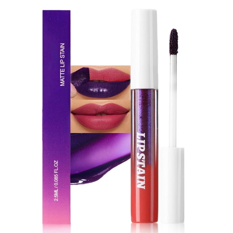 evpct Mauve Red Peel Off Lip Stain Tints, Matte Liquid Lipstick Lip Stain Long Lasting Waterproof for Women, Non-stick Cup Lipstick Peel Off Highly Pigmented Not Faded Smudge-proof Easy to Apply, 02# - Image 1