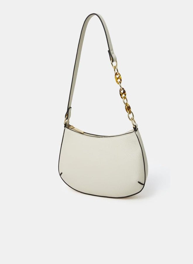 أكسيسورايز حقيبة كتف نسائية من أكسسورايز لندن، لون كريمي، بحزام سلسلة | حقائب يد أنيقة للنساء | أحدث حقائب الكتف النسائية | محفظة نسائية - Image 3