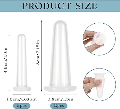 Grevosea Facial Cupping Therapy Set 4Pcs Silicone Vacuum Massage Cups for Face and Eye AntiCellulite Skin Care Tool for Sculpted and Toned Facial Contours Safe and Easy to Use Portable for Spa - Image 2