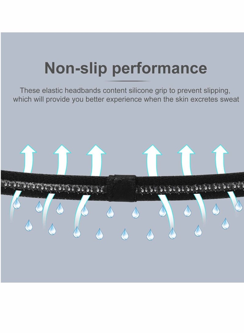 إسكدنيا 6 Pieces Thin Non-slip Elastic Sport Headbands Mini for Men Women Slim Basketball Yoga Head Bands Soccer, Workout, Running, Exercise, Volleyball, Black, White and Gray - Image 5