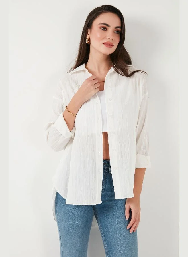 ليلا قميص نسائي بأكمام طويلة بقصة عادية بنقوش ليلى