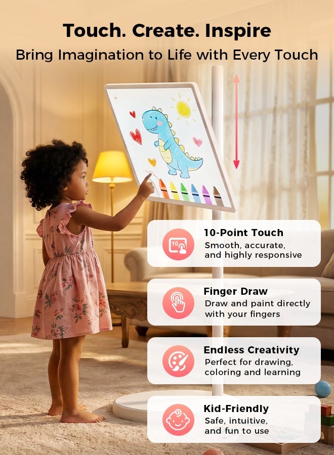 VLH M01 32 Inch Portable Smart TV on Wheels, 1080P Touch Screen Tablet on Rolling Stand, Built-in Battery and Camera, Android 15, 8GB RAM + 128GB Storage, Voice Remote Control, Suitable for Bedroom, Kitchen, Office - Image 4