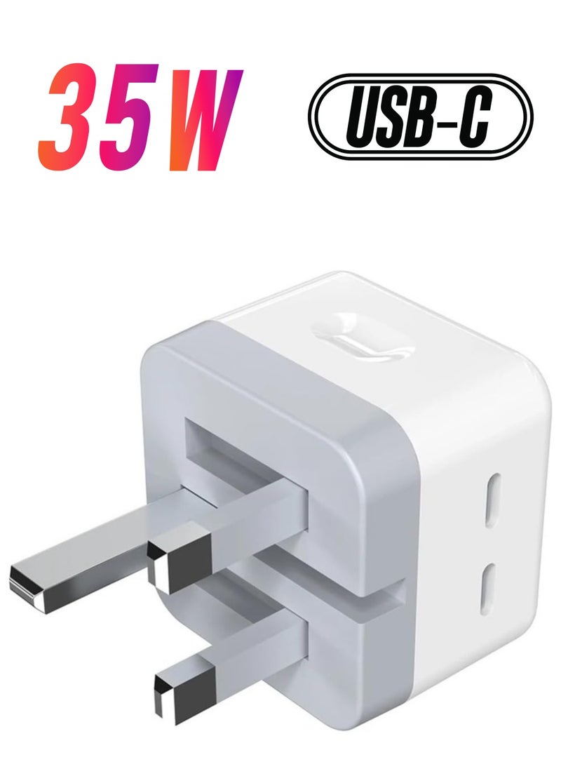 Generic - "iPhone Super Fast Charger: Apple MFi Certified 35W Dual USB-C Wall Plug with 2M Type-C to Lightning Cable" - Image 1
