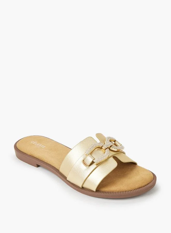 Celeste Women Stone Embellished Flat Sandals