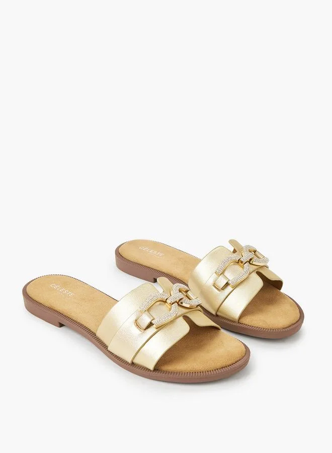 Celeste Women Stone Embellished Flat Sandals