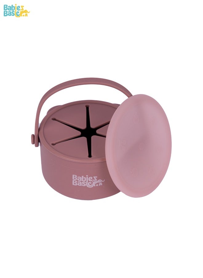 Babies Basic Silicone Snack Cup/Box With Lid, 100 % Food-Grade Silicone, Bpa & Phthalate Free, Non-Slip Design-Easy To Carry, Travel Case Included - Pink  - Image 1