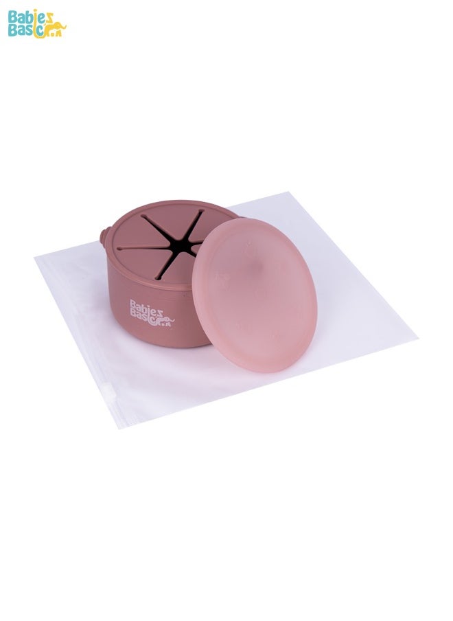 Babies Basic Silicone Snack Cup/Box With Lid, 100 % Food-Grade Silicone, Bpa & Phthalate Free, Non-Slip Design-Easy To Carry, Travel Case Included - Pink  - Image 2