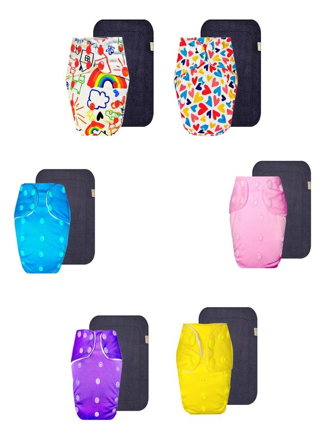 حفاضات قماشية فاخرة من دمبلدو مع حشوة رمادية (عبوة من 6 قطع) | ناعمة ولطيفة | قابلة لإعادة الاستخدام والغسل | أزرار كبس قابلة للتعديل | تغيير حفاضات بدون قلق | من 3 أشهر إلى 3 سنوات | للجنسين - Image 1