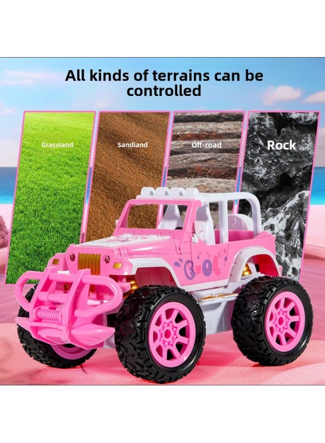 Super Large Pink Remote Control Off-road Vehicle Children's Electric Car Charging Fall-resistant Four-wheel Drive Drift Boys And Girls Toy Gift-Color:Pink Convertible Remote Control Car (window Box))-Proportion:1:10  - Image 3