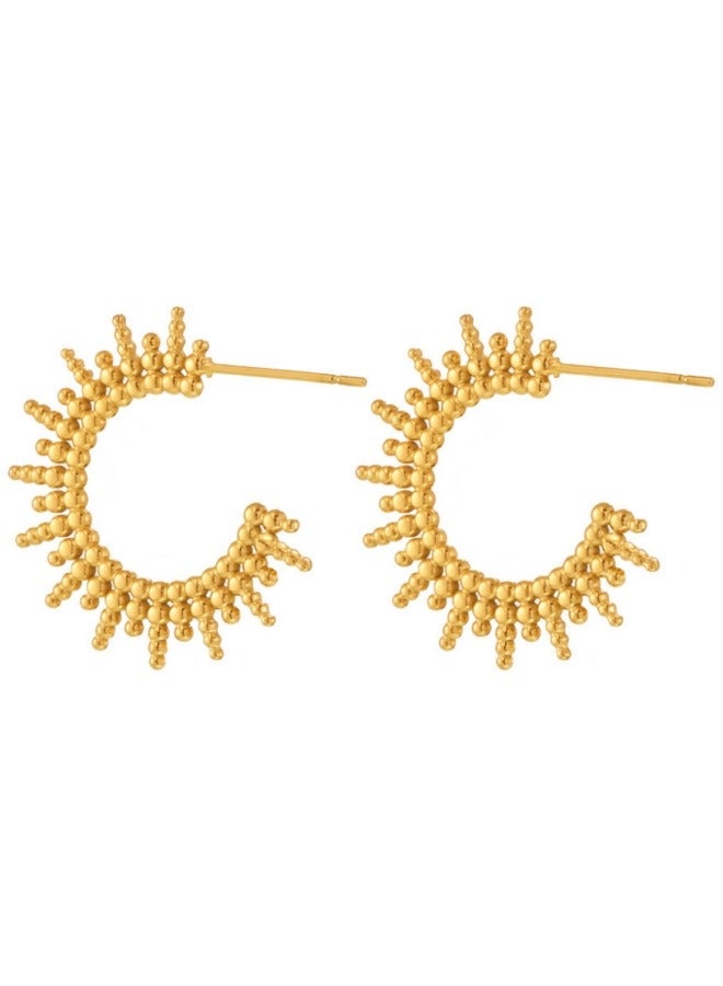 A pair of C-shaped sun titanium steel earrings, new style 18K gold-plated jewelry  - Image 1