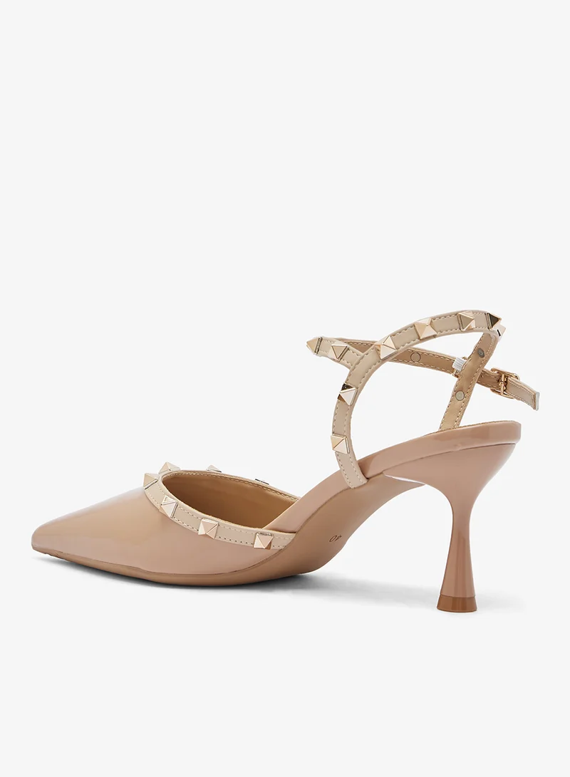 Ginger Pink Stud Detail Mid Heel Pumps for Women | Best Price UAE