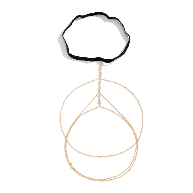 and Jewelry Sexy Beach Imitation Pearl Body Chain Simple Stretch Star Rhinestone Tassel Thigh Chain - Image 5