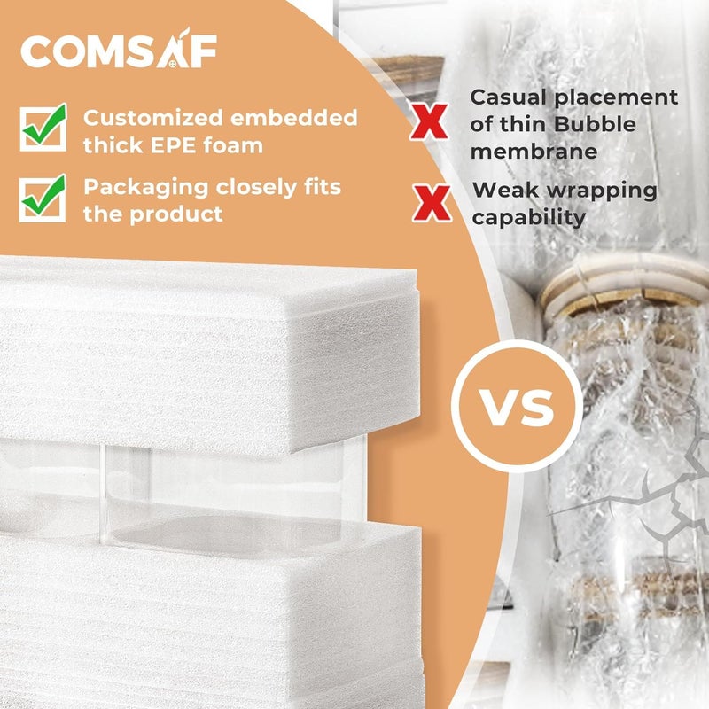 ComSaf Airtight Glass Storage Canister with Wood Lid (51 oz)  Clear Food Storage Container Jar with Sealing Lids for Oat Pasta Flour Cereal Rice Sugar Tea Coffee Beans  Set of 3 Square Cookie Jar - Image 4