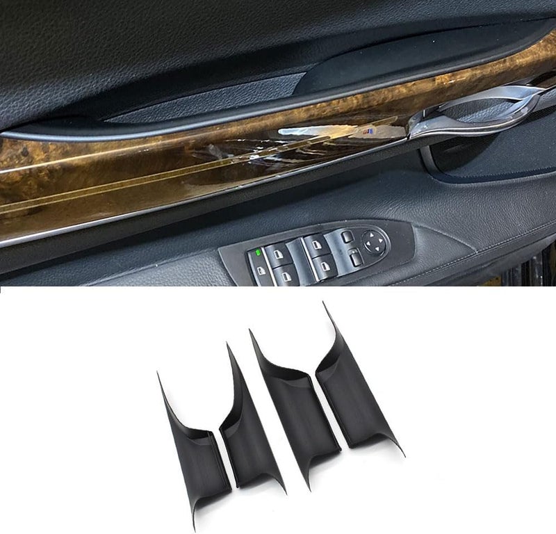 Goodithy Compatible with BMW 7 Series F02 Interior Door Handle Cover Set (4PCS, Black) 2009-2015 - Image 1