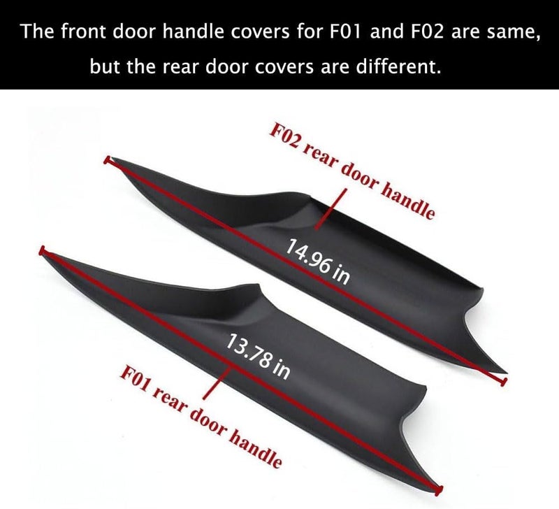 Goodithy Compatible with BMW 7 Series F02 Interior Door Handle Cover Set (4PCS, Black) 2009-2015 - Image 3