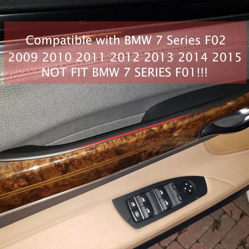 Goodithy Compatible with BMW 7 Series F02 Interior Door Handle Cover Set (4PCS, Black) 2009-2015 - Image 2