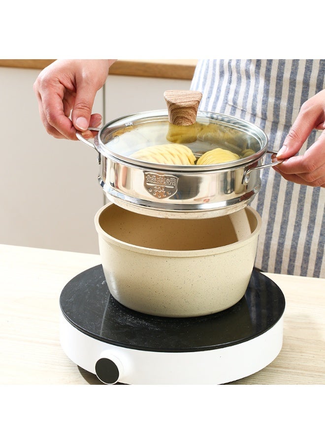 وعاء طبخ صغير غير لاصق بلون حجري مع مقبض بارد، وعاء شوربة متوافق مع الحث، (20 سم) - Image 4