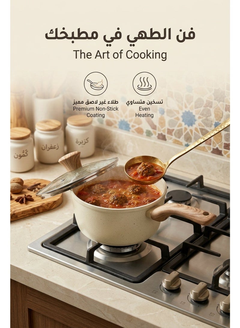 Aluminum Alloy Pot, Non Stick Pots, Cooking Pan - Food-Grade Stainless Steel, Thickened Bottom Anti-Burning, Heat-Resistant Handle, Multi-Purpose for Arabic Coffee, Mint Tea, Milk, Noodles, Easy to Clean & Rust-Resistant, for Middle Eastern Families, Singles, Office Workers, Hotels - Image 1