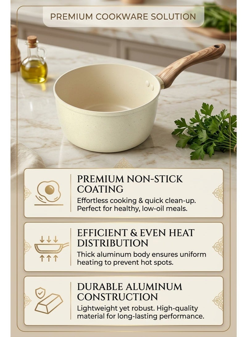 Aluminum Alloy Pot, Non Stick Pots, Cooking Pan - Food-Grade Stainless Steel, Thickened Bottom Anti-Burning, Heat-Resistant Handle, Multi-Purpose for Arabic Coffee, Mint Tea, Milk, Noodles, Easy to Clean & Rust-Resistant, for Middle Eastern Families, Singles, Office Workers, Hotels - Image 3