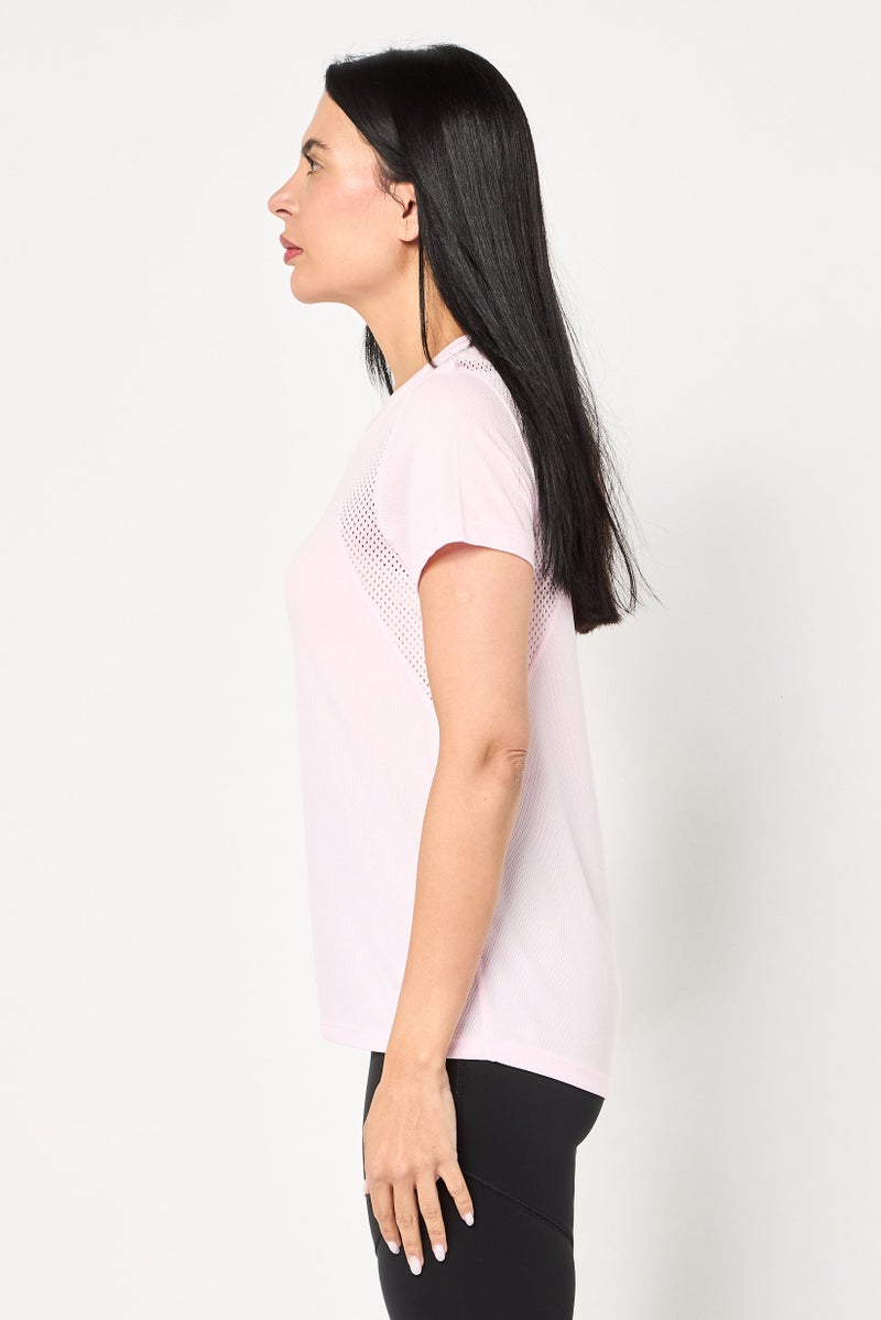 Nike Women Standard Fit Short Sleeve Running T-Shirt, Pink - Image 3