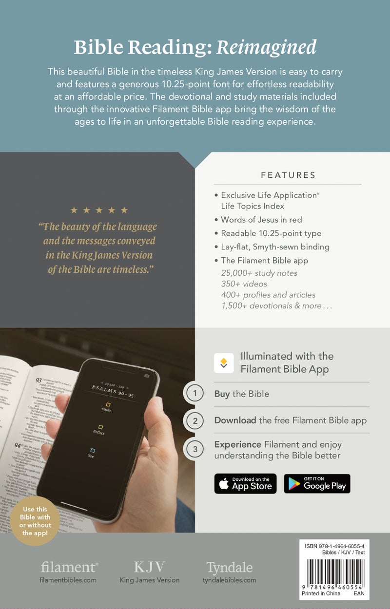 KJV Large Print Premium Value Thinline Bible, Filament-Enabled Edition (LeatherLike, Floral Wreath Teal, Red Letter) - Image 2