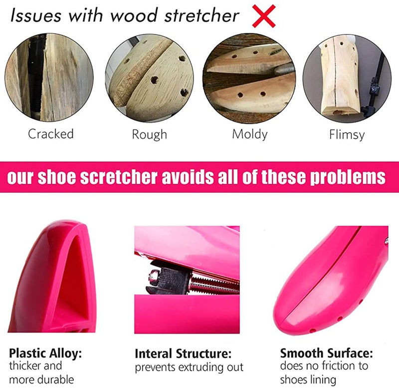 CHERAINTI Shoe Stretcher Women - Shoe Trees for Expander Widener, Adjustable Stretch Length and Width for Wide Feet - Image 4