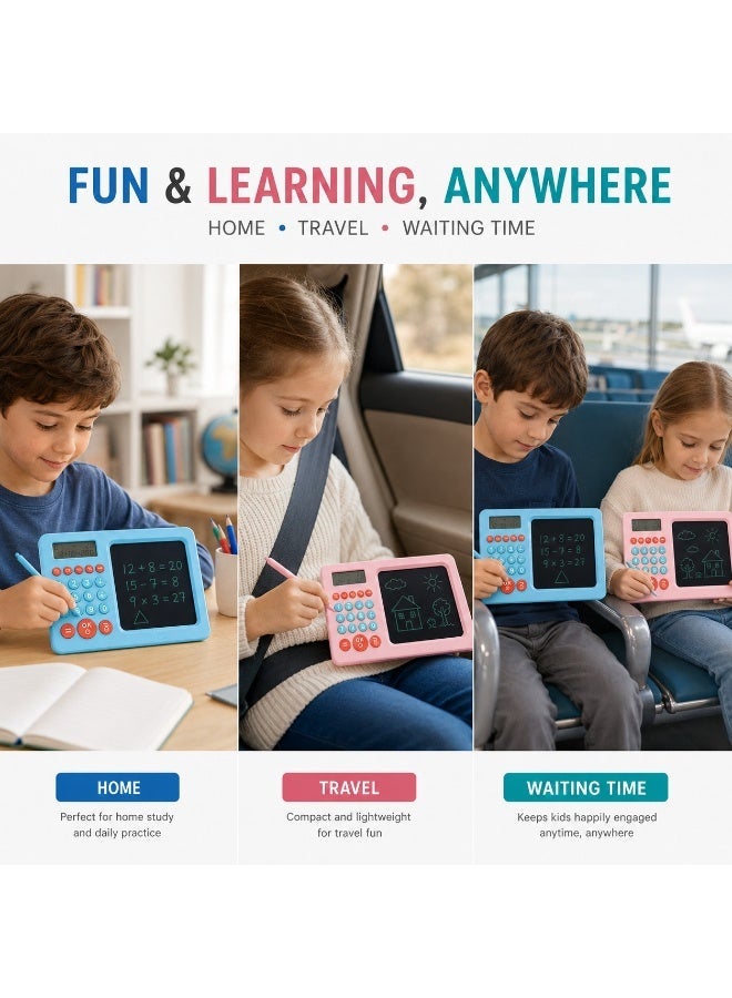 لوحة كتابة إلكترونية للأطفال بشاشة LCD مقاس 19 × 12 سم مزودة بلوحة مفاتيح حاسبة وقلم، لوحة رسم إلكترونية قابلة لإعادة الاستخدام للأطفال، لوحة رسم رقمية للرسم والكتابة وممارسة الرياضيات والتعلم - Image 5
