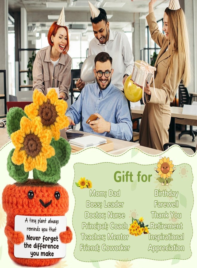 LuoHere Coworker Employee Appreciation Gifts for Women Lady Boss Day Gifts for Her Retirement Leaving Going Away Difference Maker Nurse Thank You Mentor Teacher Coach Christmas Birthday Crochet Sunflower Gift - Image 4